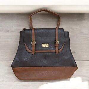 Brown Vegan Leather Backpack with Adjustable Straps